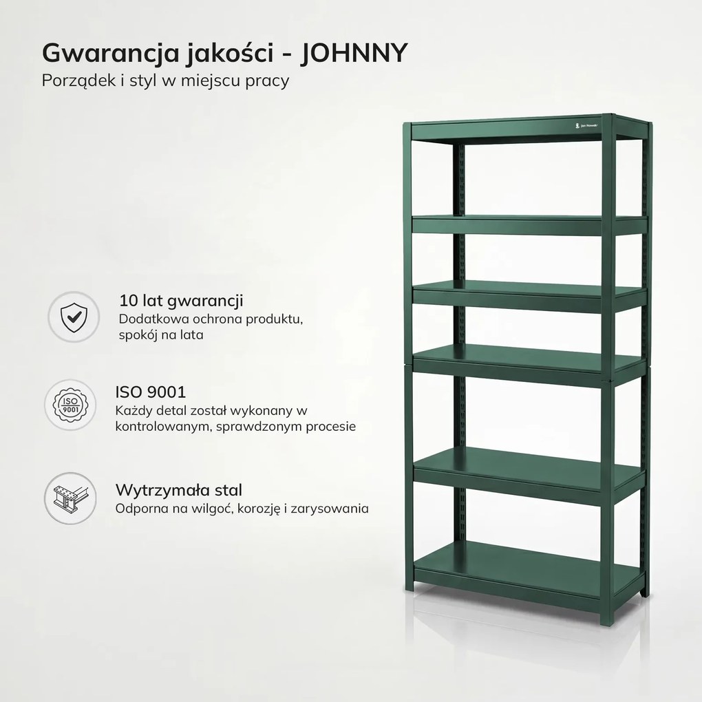 Regał metalowy Johnny zielony, 80 x 42 x 180 cm do garażu, warsztatu i magazynu