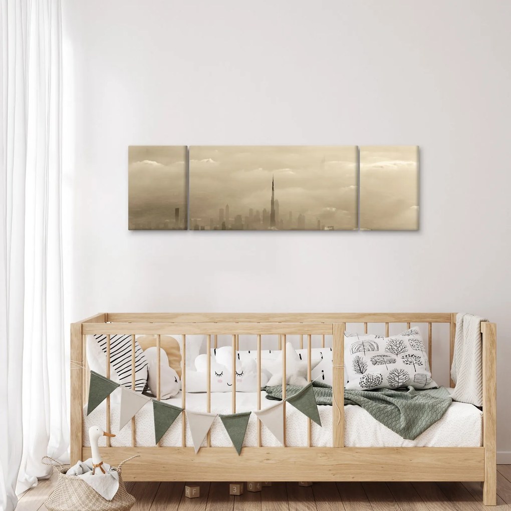 Obraz miasta w chmurach (170x50 cm)