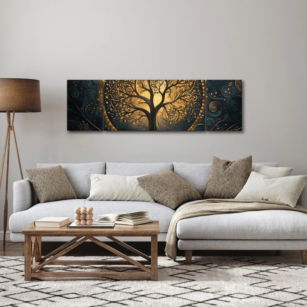 Obraz – Drzewo ze złotą aurą (170x50 cm)