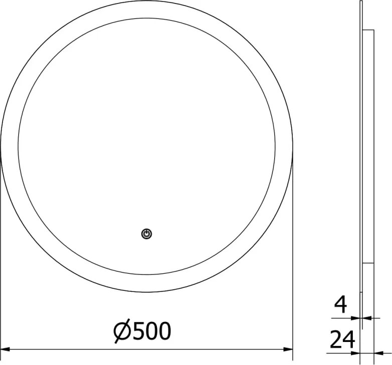 Mexen Oro lustro łazienkowe podświetlane, okragłe 50 cm, LED 6000K, antypara - 9824-050-050-611-00