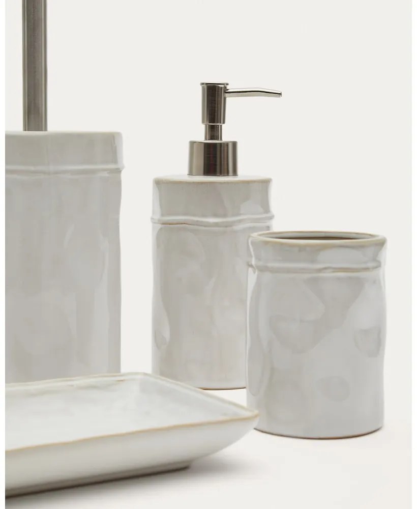 Kremowy ceramiczny kubek na szczoteczki do zębów Savel – Kave Home