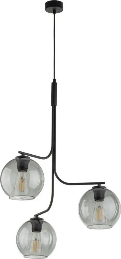 LED Żyrandol na lince CESAR 3xE27/15W/230V czarny/przydymiony szary