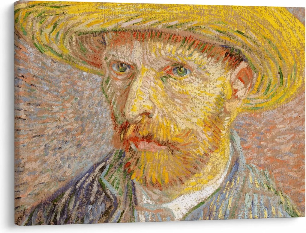 Obraz - Vincent van Gogh, Self-Portrait with a Straw Hat (The Potato Peeler), reprodukcje (70x50 cm)