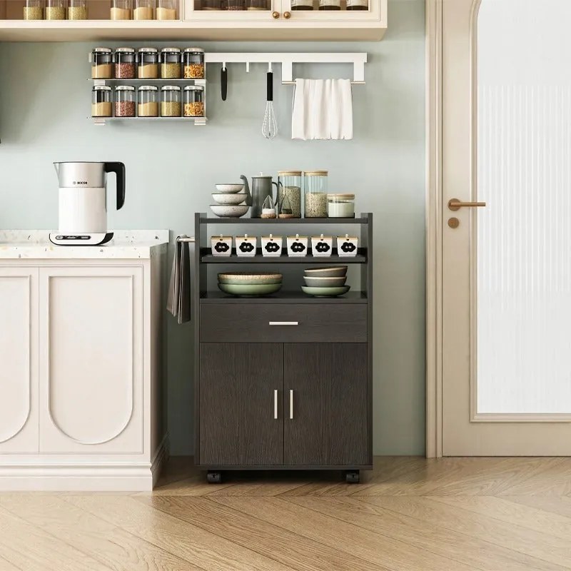 Szafka wózek kuchenny komoda stół regał nowoczesny mobilny na kółkach czarna