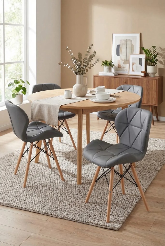 Zestaw szarych tapicerowanych krzeseł 4szt. E5-C62