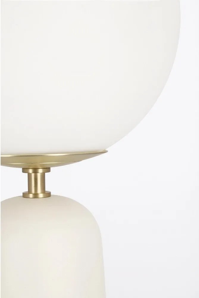 Biała metalowa lampa stołowa ze szklanym kloszem (wysokość 51 cm) Delphine – Bizzotto