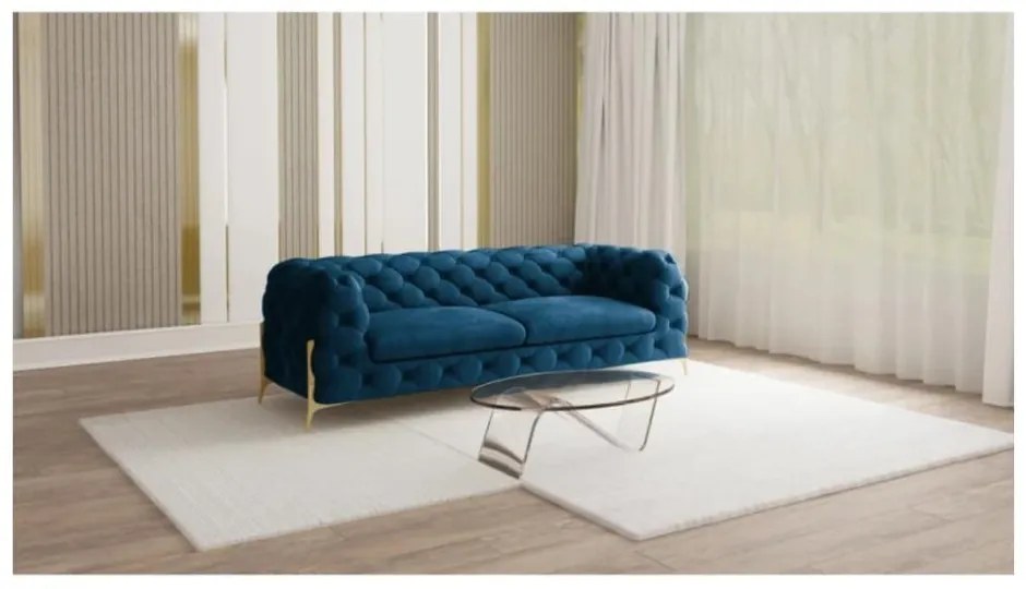 Ciemnoniebieska aksamitna sofa 225 cm Chelsea Bis – Ropez