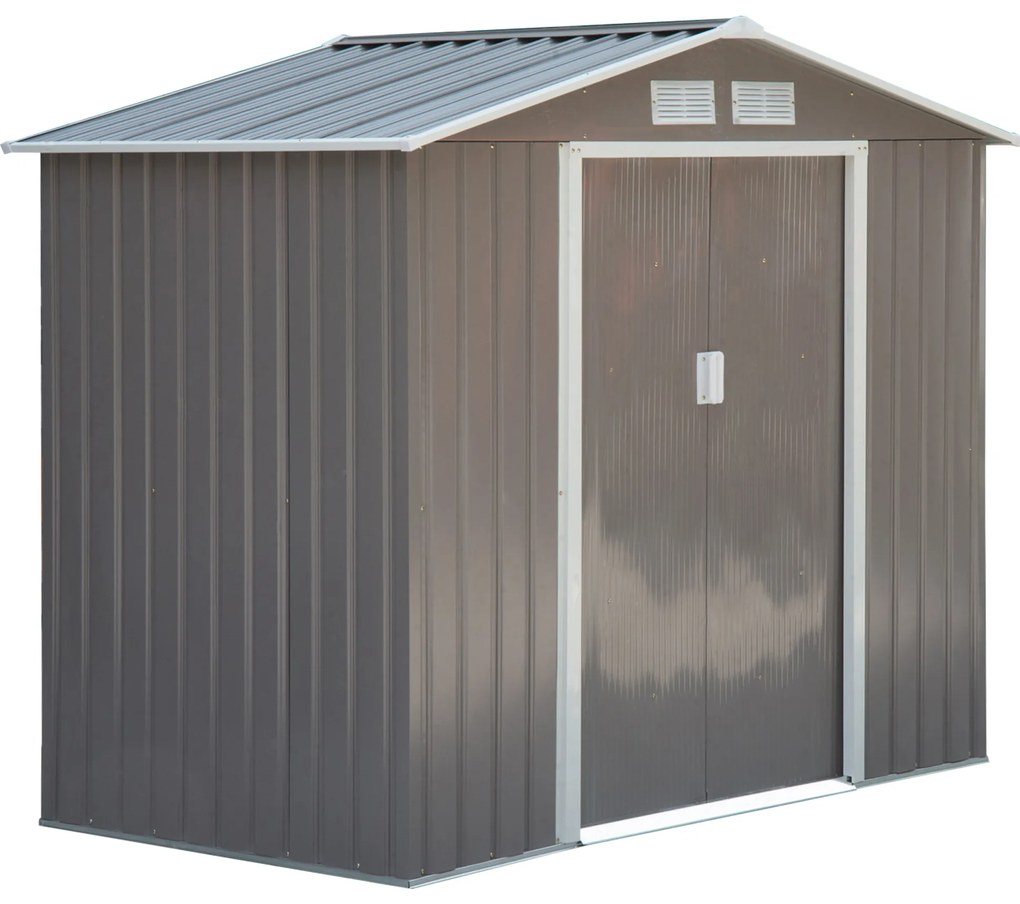 Outsunny szopa na narzędzia z fundamentem metalowy domek ogrodowy żółty 213x130x185 cm praktyczne przechowywanie narzędzi | Aosom PL