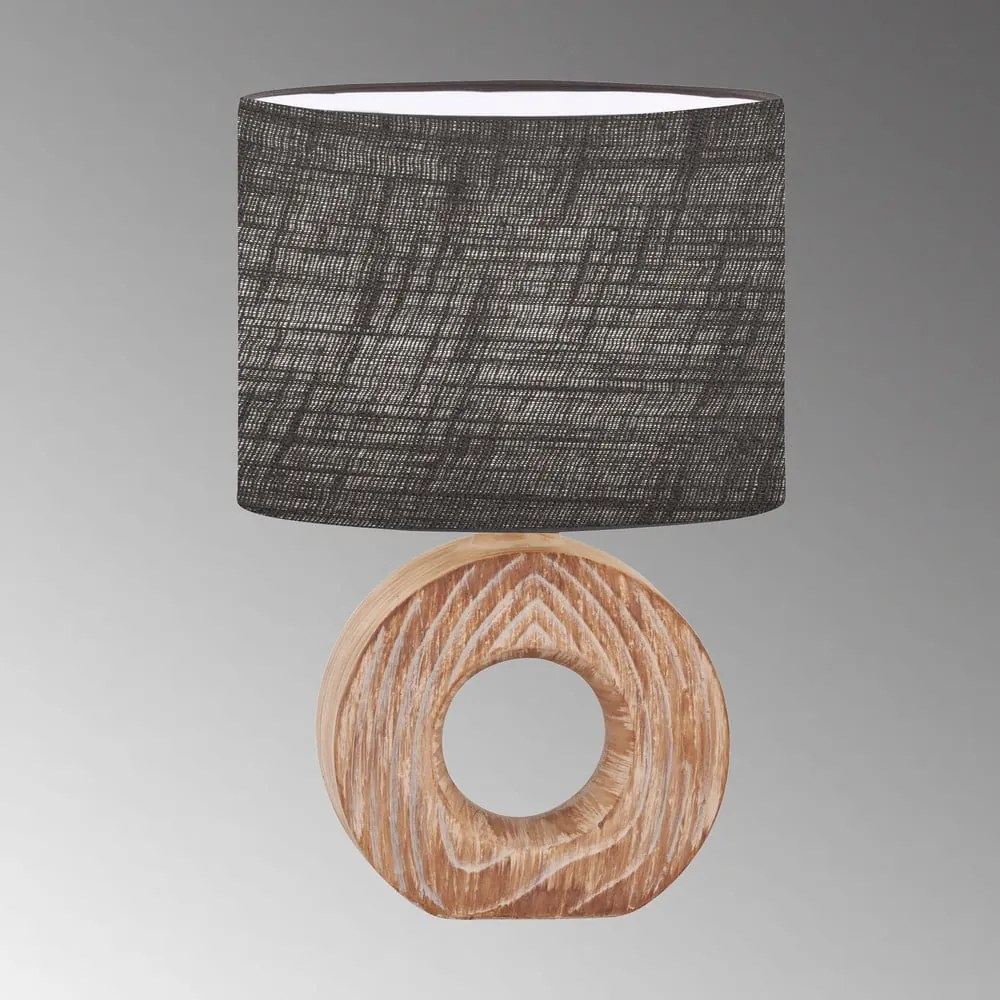 Czarno-brązowa ceramiczna lampa stołowa z tekstylnym kloszem (wysokość 31 cm) Hanke – Fischer & Honsel
