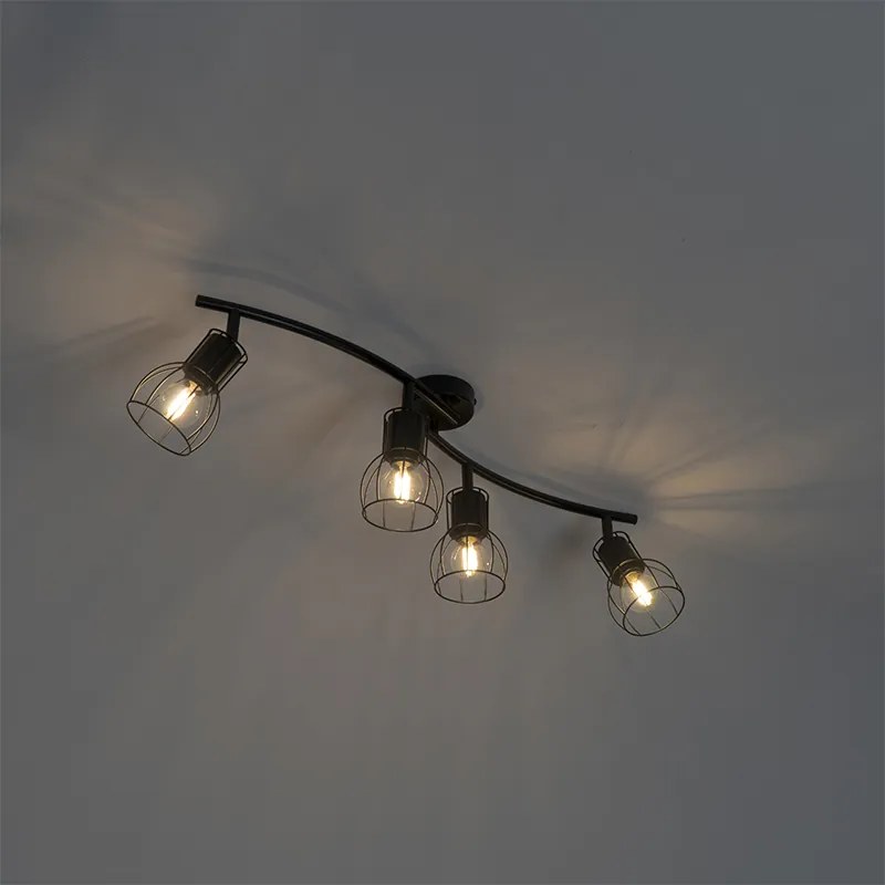 Nowoczesny plafon czarny 86 cm 4-światła - Botu