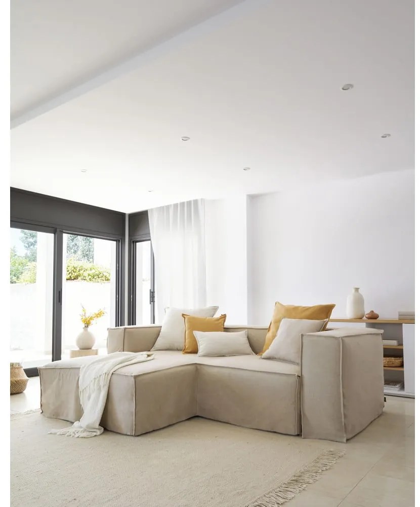 Poszewka na poduszkę z mieszanki lnu 45x45 cm Blok – Kave Home