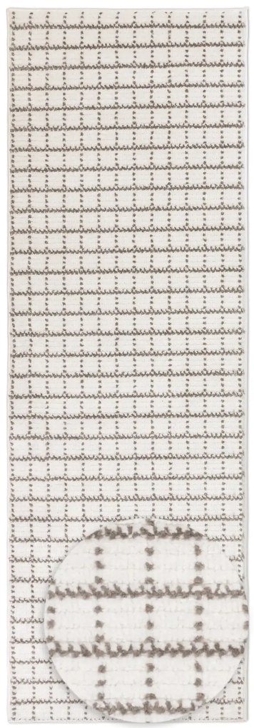 Dywan nowoczesny Jacky Kratka kremowo-beżowy 80 cm x 220 cm