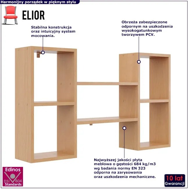 Minimalistyczna półka wisząca w kolorze buk - Scarpi 2X