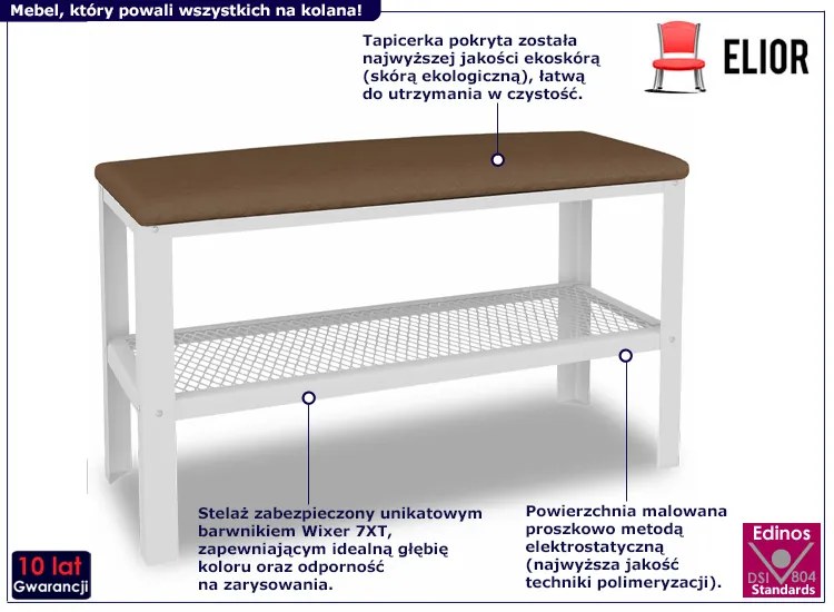 Nowoczesne siedzisko z półką na buty biały + ciemny beż - Nakari 5X