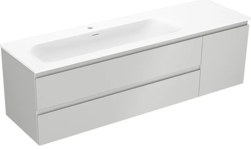 Mexen Orio szafka łazienkowa 160 cm z umywalką Vela lewą, 2S, 1D, szara mat/biała mat - 91A13-16047-3-BBFFF62-W23L01