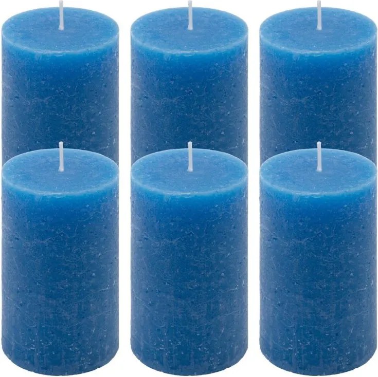 Zestaw świec rustykalnych, 11,5 cm, Ø 6,8 cm, niebieskie 6