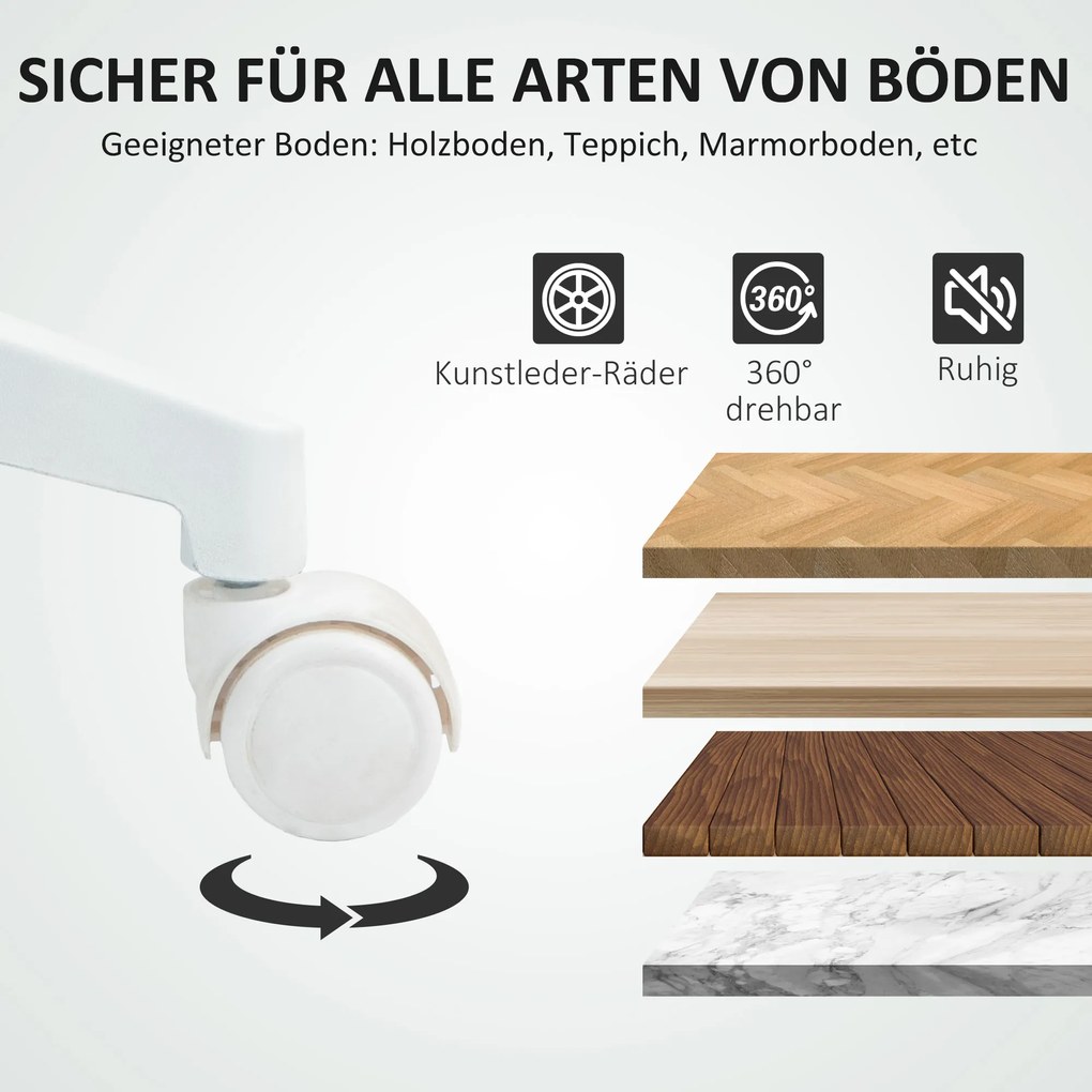 HOMCOM Krzesło biurowe, obrotowe, na kółkach, z oparciem z siatki, poduszką piankową, Szare