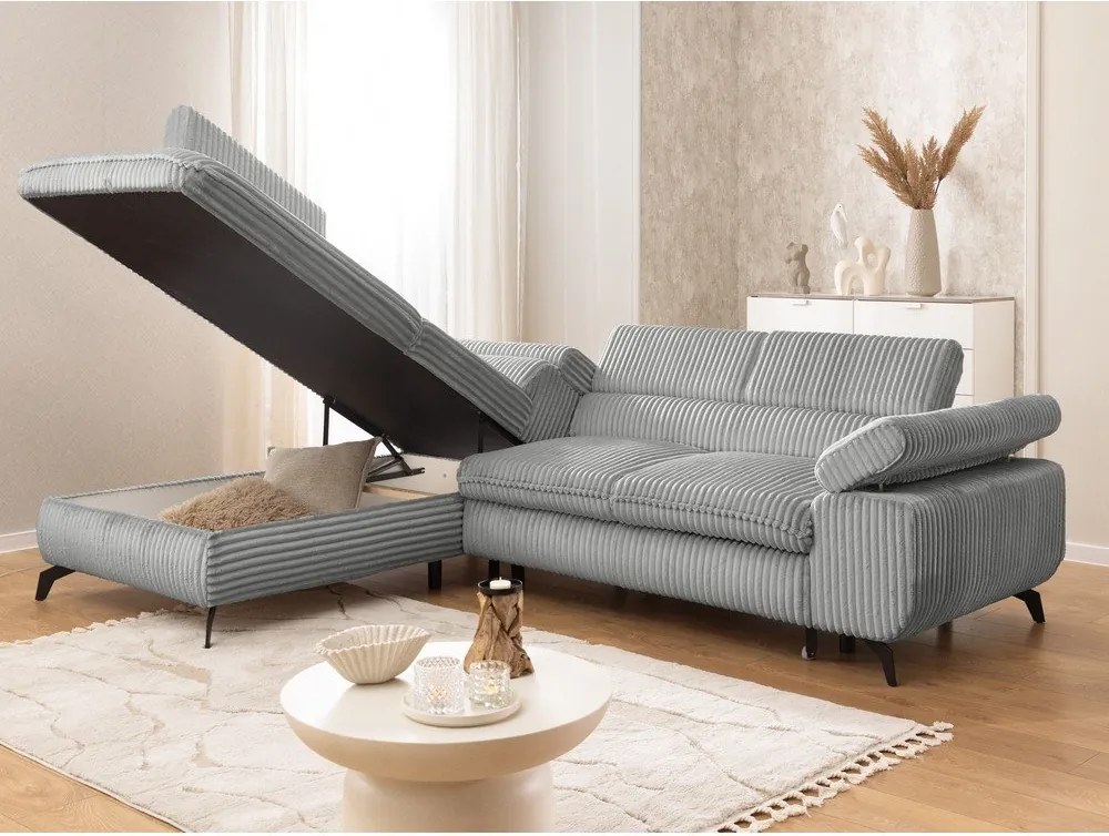 Jasnoszary sztruksowy narożnik (lewostronny/w kształcie litery L) Marbeya – Ropez