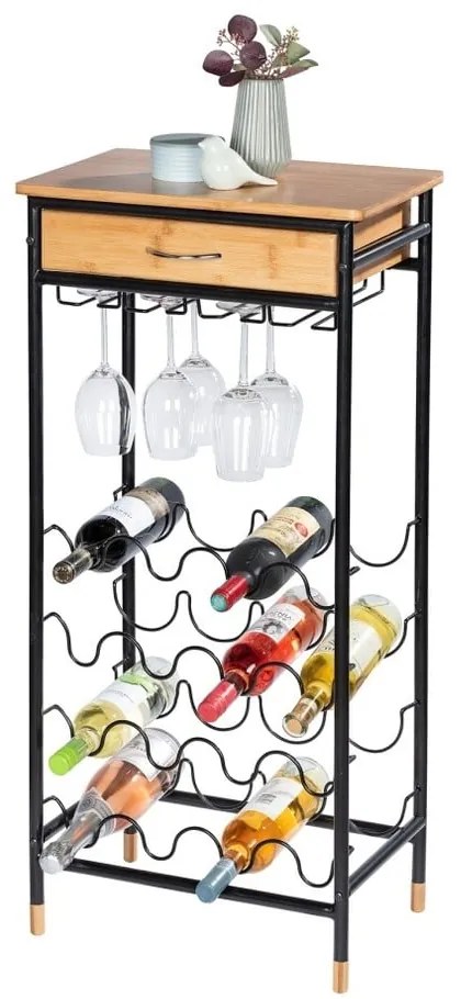 Czarno-naturalna metalowa szafka na wino liczba butelek 16, 48x95 cm Loft – Wenko