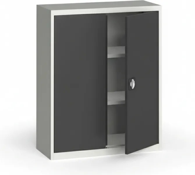 Szafa metalowa, 1150 x 950 x 400 mm, 2 półki, szara/ciemnoszara