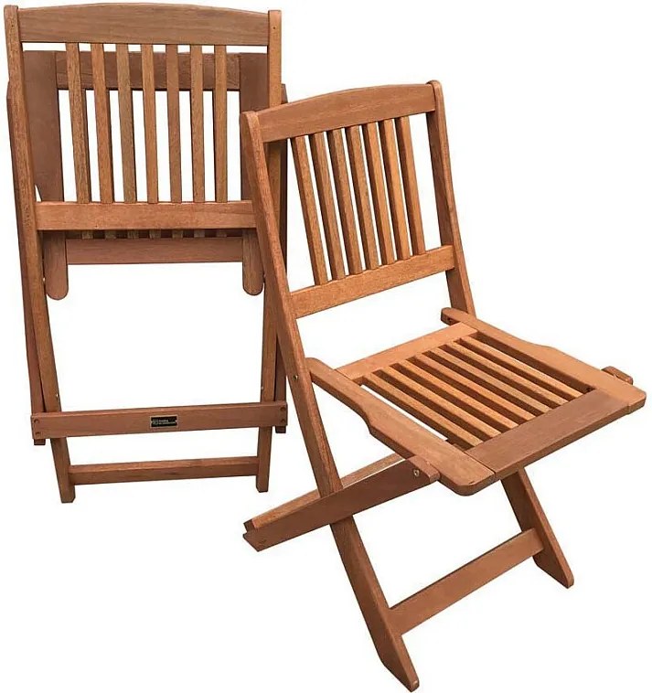 Krzesło ogrodowe składane z drewna egzotycznego "Hongkong" - Klon - Jasnobrązowy - Zestaw 2 szt.