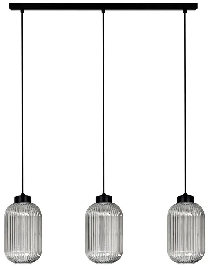 Lampa wisząca z ryflowanymi kloszami grafitowa M7-W19