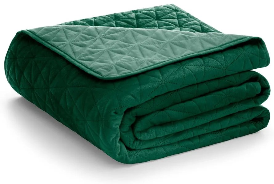 Zielona narzuta pikowana z aksamitu 170x210 cm Laila – AmeliaHome