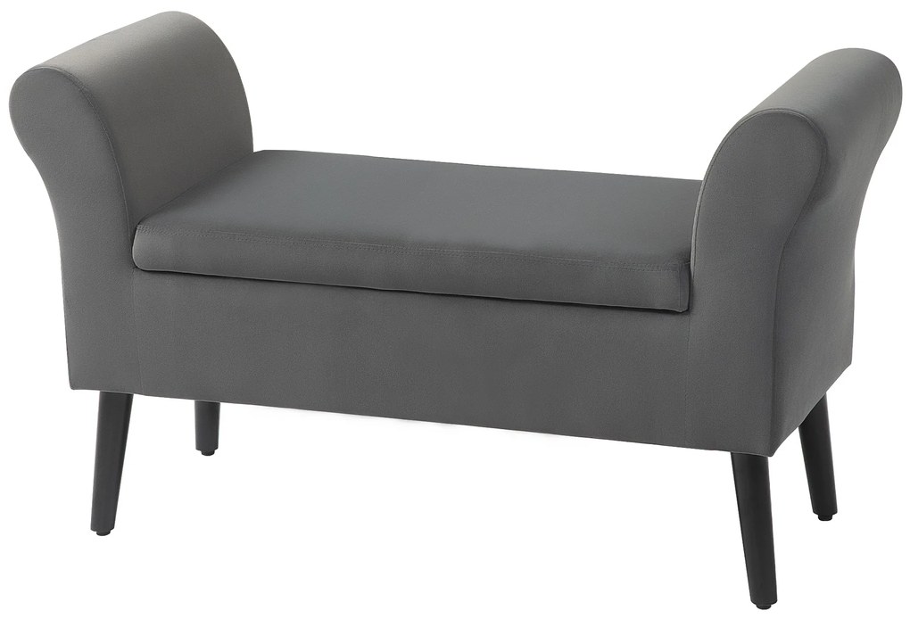 HOMCOM Ławeczka z miejscem na przechowywanie, składana pokrywa, miękka siedziska, aksamitny wygląd, 111,5x41x65 cm, Szara