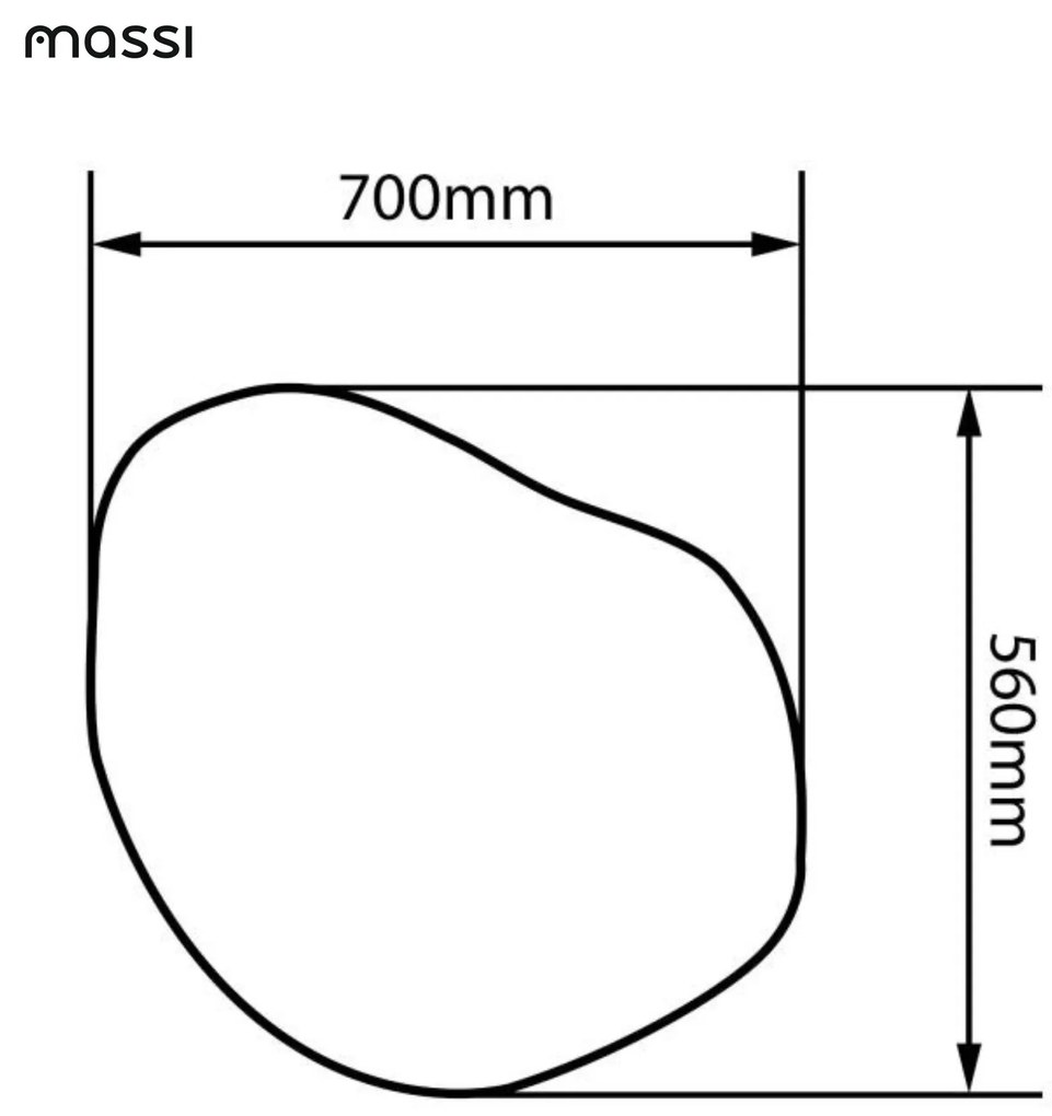 Lustro o nieregularnym kształcie oszlifowane bez podświetlenia MERINGO | Różne rozmiary | Różne kolory szkła : Kolor tafli szkła - Grafit, Rozmiar - 70 x 56 cm