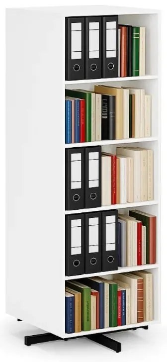 Półka obrotowa, 680×680×1932 mm, 2x 5 półek, biała