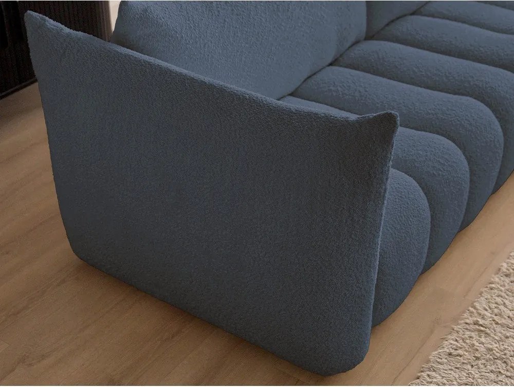 Ciemnoniebieska sofa z materiału bouclé 286 cm Azra – Bobochic Paris