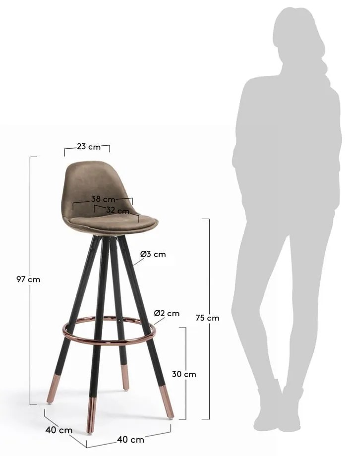 Brązowy hoker (wysokość siedziska 75 cm) Slad – Kave Home