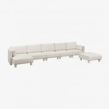 5-częściowa Sofa Modułowa Z Lewym Szezlongiem I Pufą Z Tkaniny Artemisa Bouclé Tkanina Bouclé W Kolorze Kremowo-beżowym - Sklum