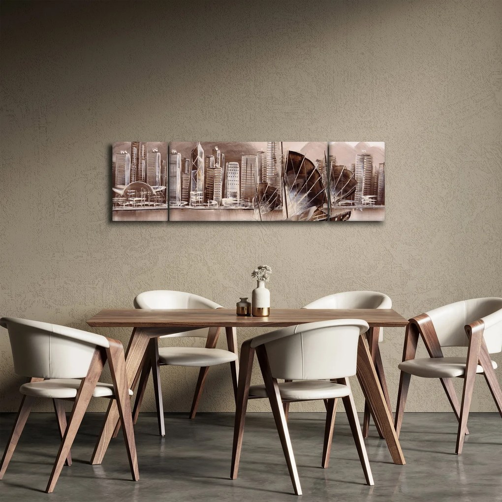 Obraz - Victoria Harbor, Hongkong, efekt sepii (170x50 cm)