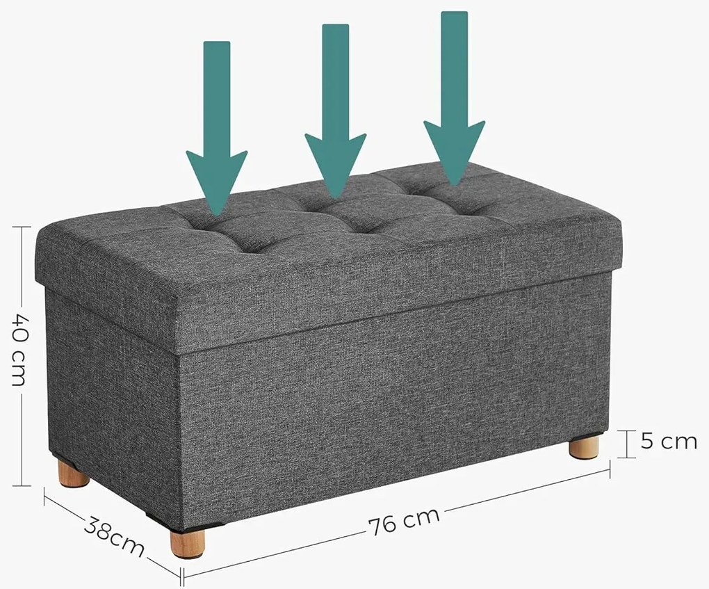 Szara prostokątna pufa ze schowkiem Z8-F57
