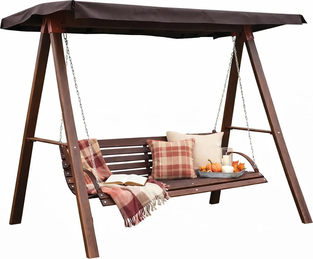 Huśtawka ogrodowa drewniana orzech P9-R90