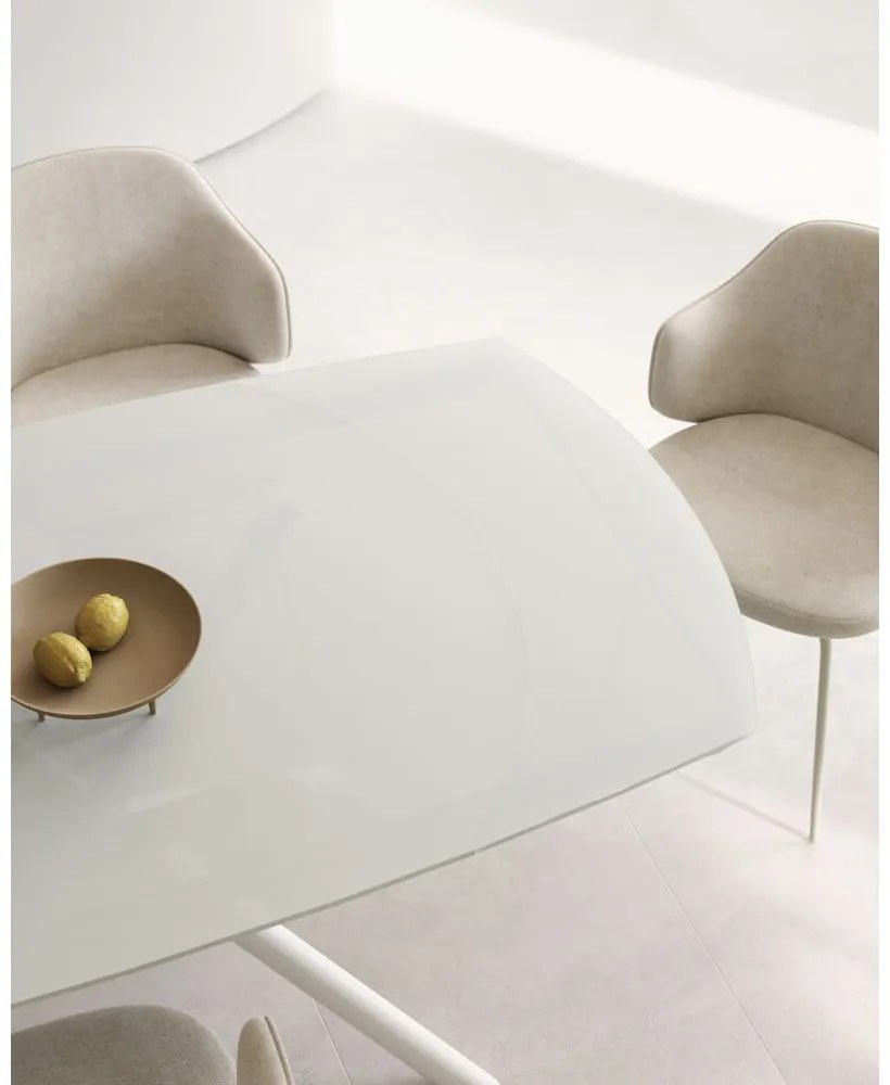 Biały rozkładany stół ze szklanym blatem 100x130 cm Yodalia – Kave Home