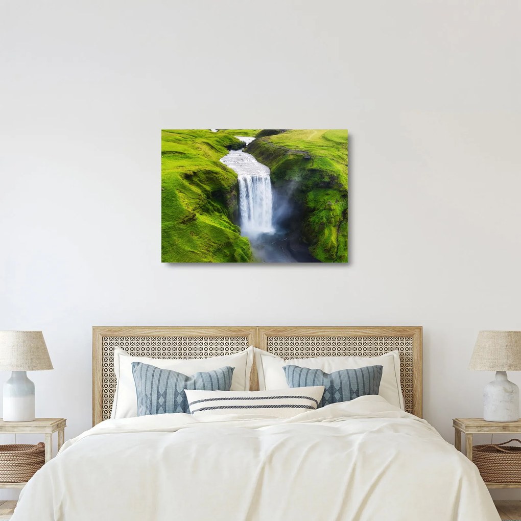 Obraz na szkle - Wodospad Skogafoss (70x50 cm)