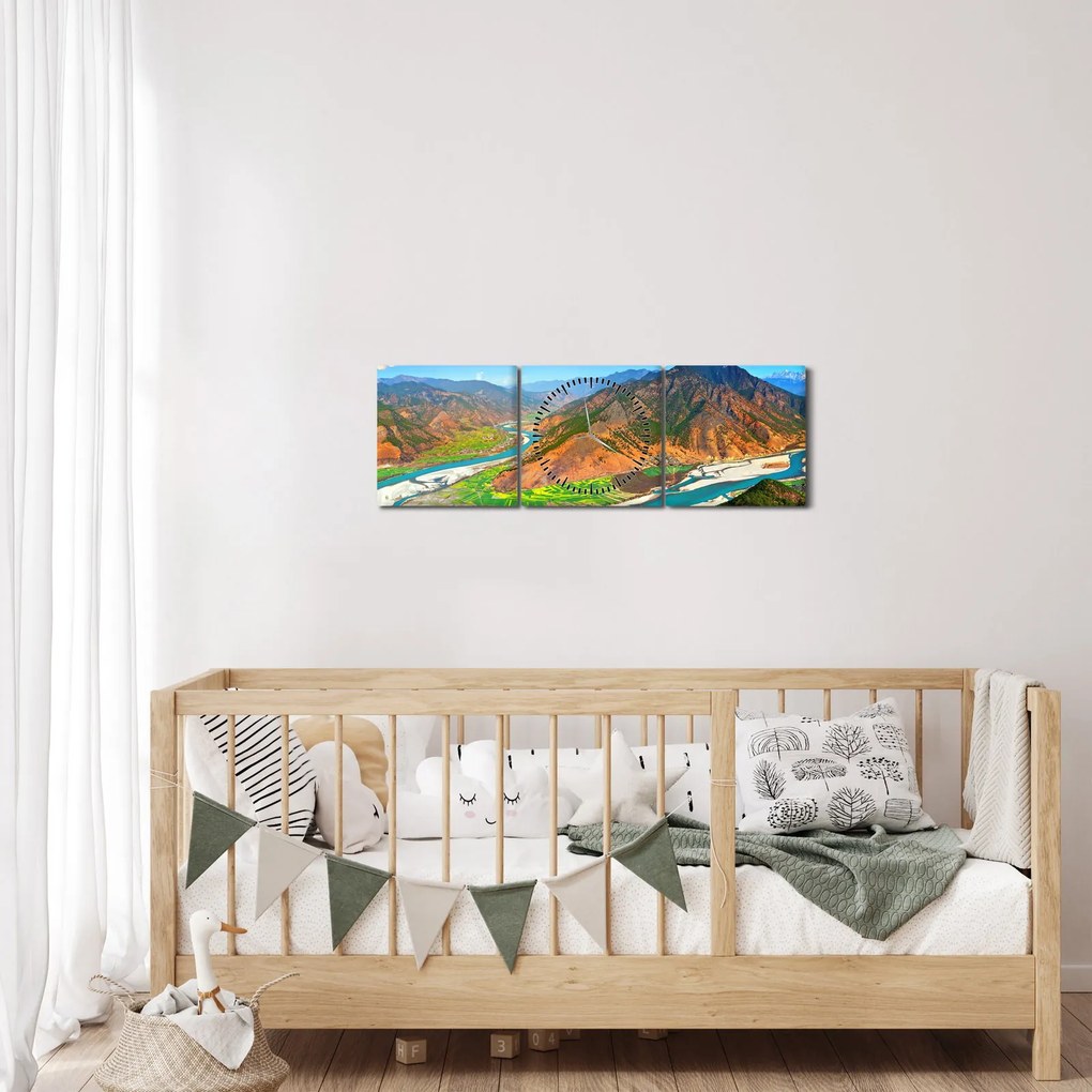 Obraz - Rzeka Jangcy (z zegarem) (90x30 cm)