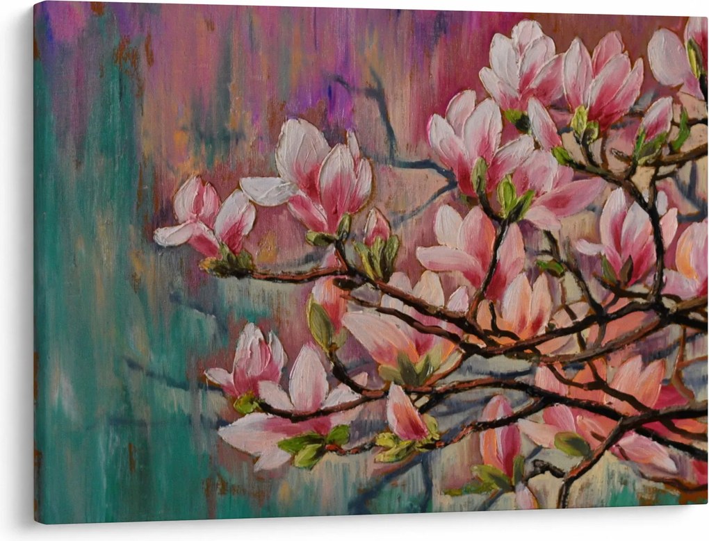 Obraz - Obraz olejny, Kwitnąca sakura (70x50 cm)