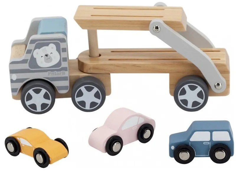 Viga polarb drewniana laweta z samochodzikami montessori