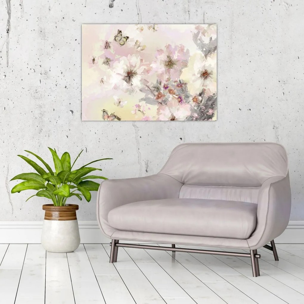 Obraz - Kwiaty malarstwo (70x50 cm)