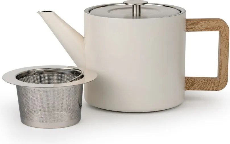 Dzbanek do herbaty ze stali nierdzewnej z sitkiem w kolorze kości słoniowej 1,1 l Duet Narvik – Bredemeijer