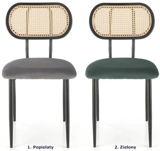 Zielone krzesło z rattanem w stylu boho - Varris