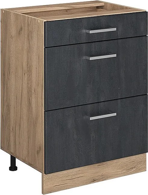 Szafka dolna do kuchni czarny beton 60x46x81.6 r-line