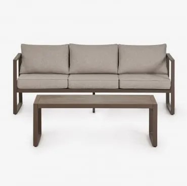 Zestaw Ogrodowy Z 3-osobową Sofą I Stolikiem Kawowym Z Aluminium 110x55cm Lipov Chocolate - Sklum