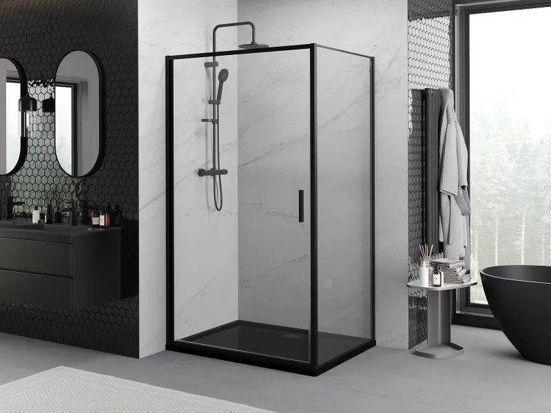 Mexen Exo-B kabina prysznicowa uchylna 100 x 90 cm, transparent, czarna - 817-100-090-70-00
