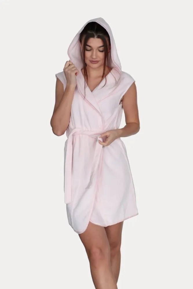 DURU damski pluszowy szlafrok z kapturem L Biały