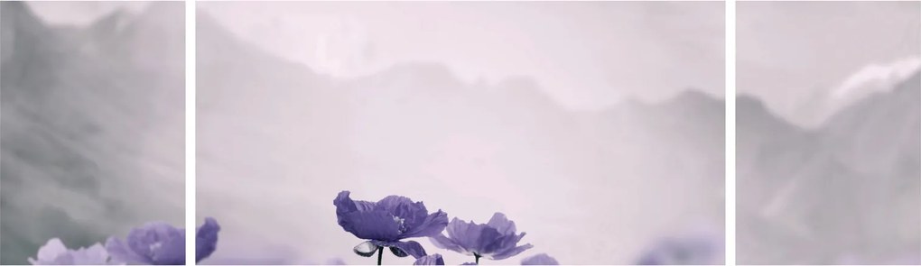Obraz - Fioletowe kwiaty w górach (170x50 cm)