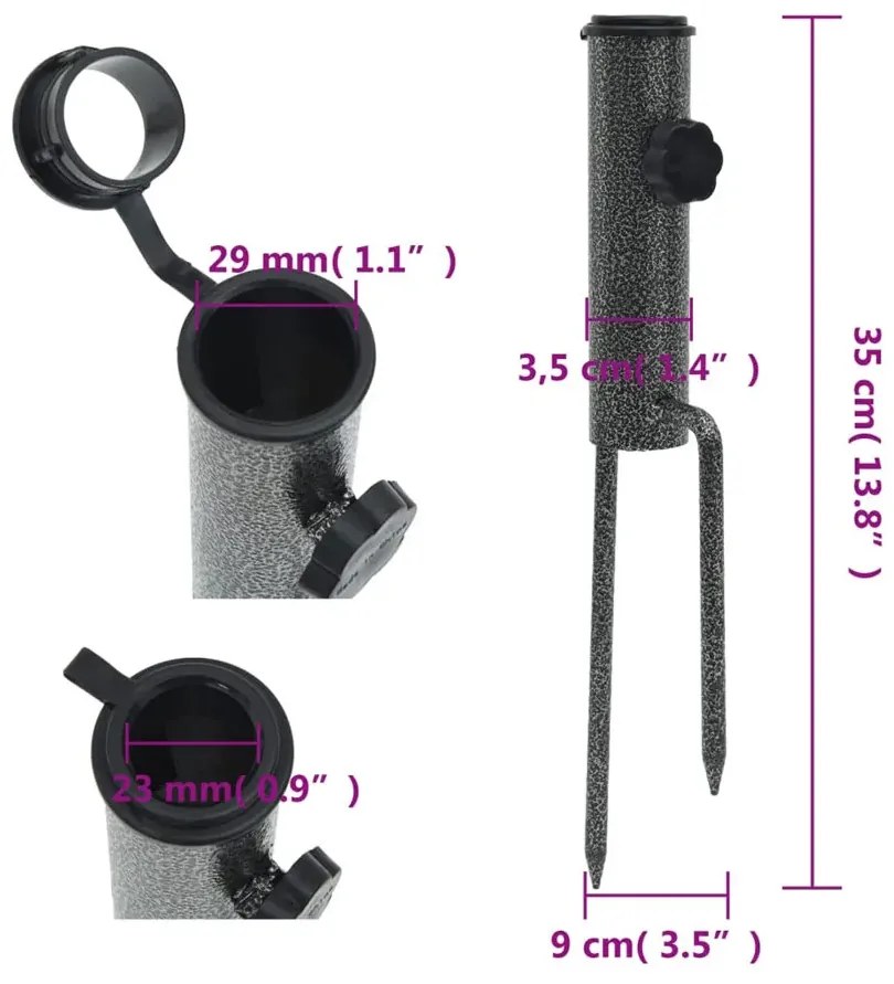 Komplet 2 stojaków na parasole z kołkami gruntowymi D1-T87
